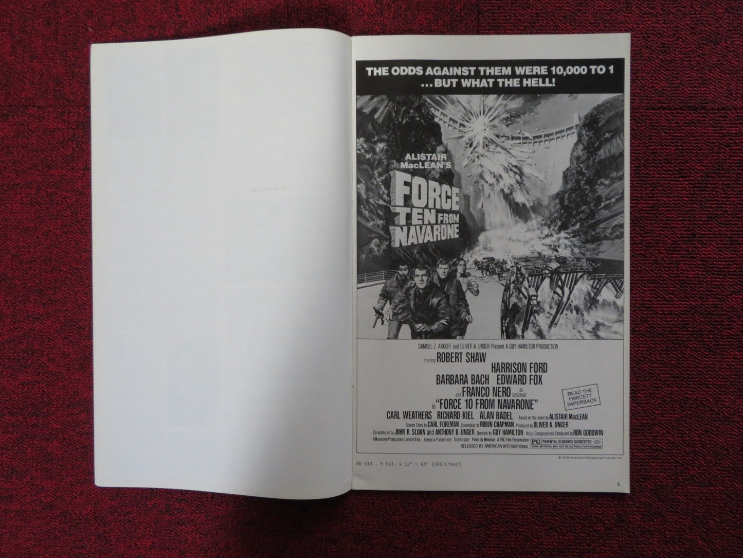 FORCE TEN FROM NAVARONE - PRESSBOOK UNCUT AMERICAN INTERNATIONAL ROBERT SHAW 1978 Rendezvous Cinema Movie posters