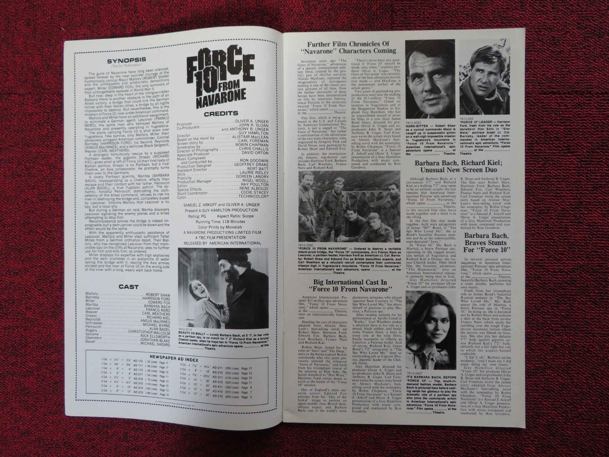 FORCE TEN FROM NAVARONE - PRESSBOOK UNCUT AMERICAN INTERNATIONAL ROBERT SHAW 1978 Rendezvous Cinema Movie posters