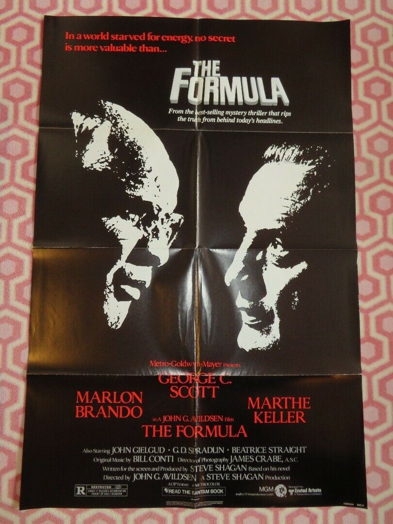 FORMULA US ONE SHEET POSTER GEROGE C.SCOTT MARLON BRANDO 1980 Movie posters