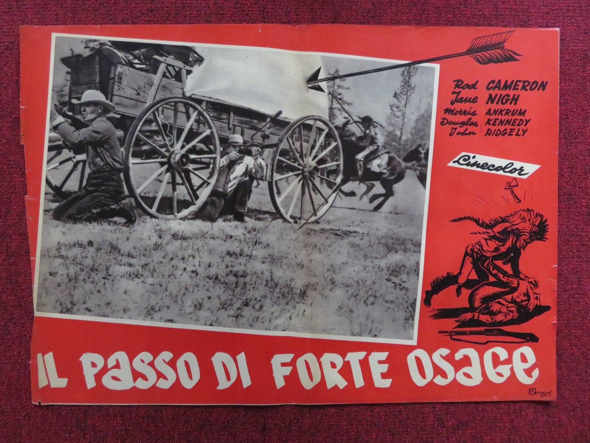 FORT OSAGE - C ITALIAN FOTOBUSTA POSTER ROD CAMERON JANE NIGH 1952 Rendezvous Cinema Movie posters