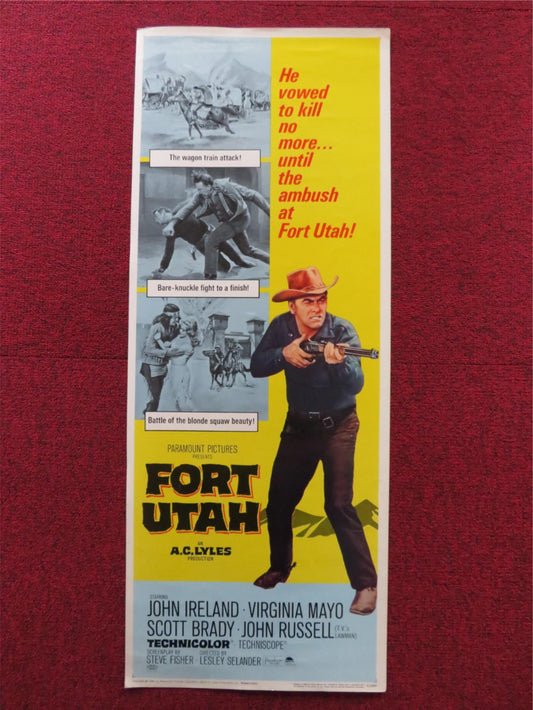 FORT UTAH US INSERT (14"x 36") POSTER JOHN IRELAND VIRGINIA MAYO 1966 Rendezvous Cinema Movie posters