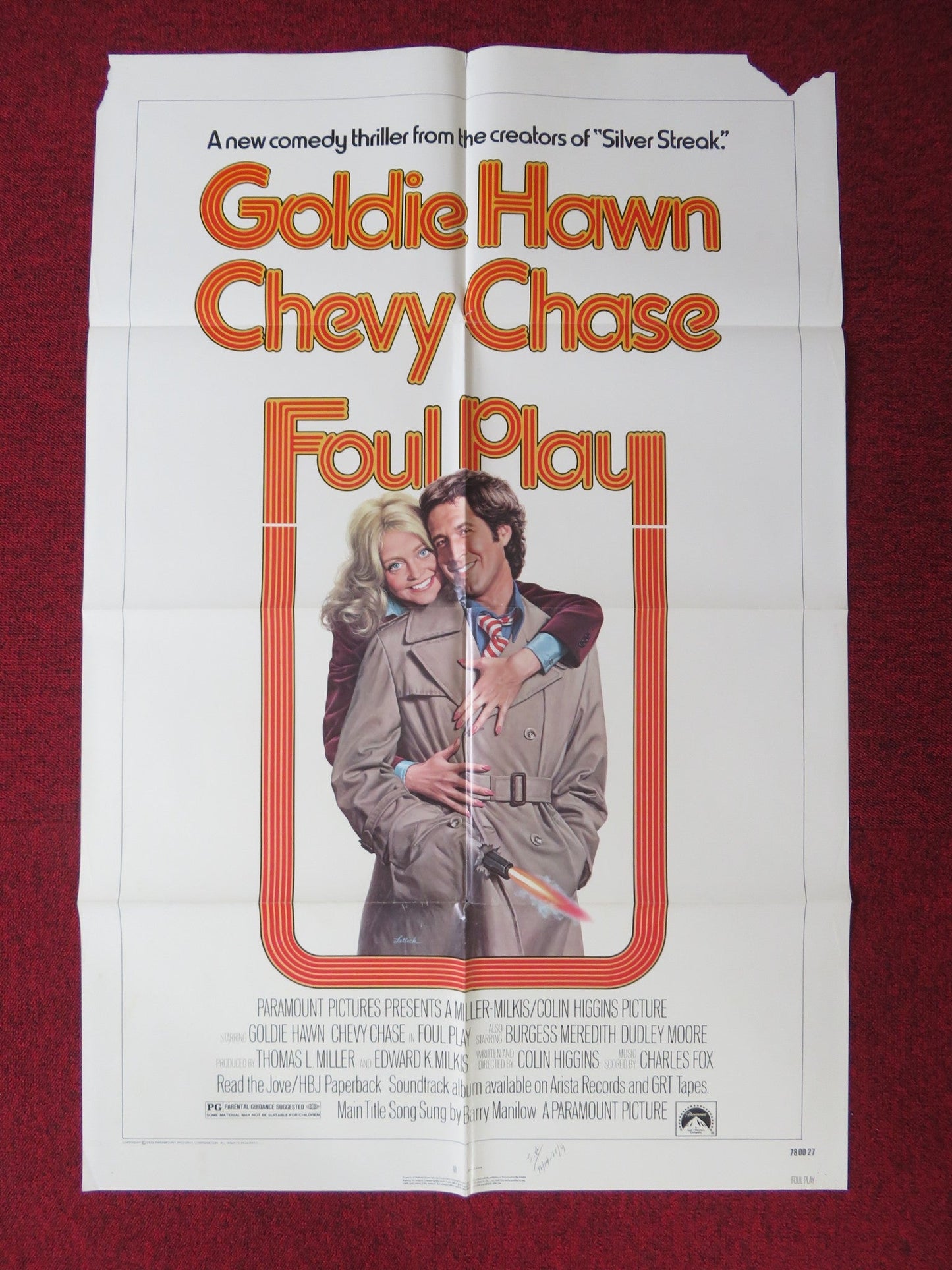 FOUL PLAY FOLDED US ONE SHEET POSTER GOLDIE HAWN CHEVY CHASE 1978 Rendezvous Cinema Movie posters