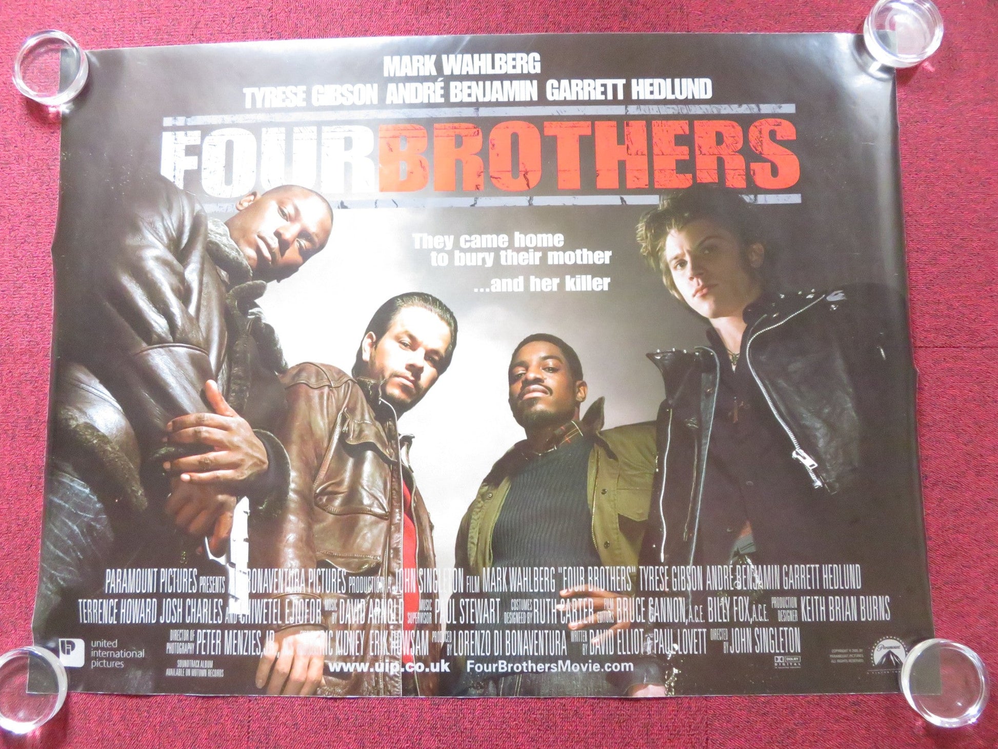 FOUR BROTHERS - B UK QUAD (30"x 40") ROLLED POSTER MARK WAHLBERG T. GIBSON 2005 Rendezvous Cinema Movie posters