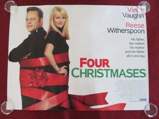 FOUR CHRISTMASES UK QUAD ROLLED POSTER VINCE VAUGHN REESE WITHERSPOON 2008 Rendezvous Cinema Movie posters