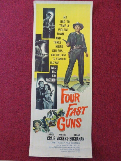 FOUR FAST GUNS US INSERT (14"x 36") POSTER JAMES CRAIG MARTHA VICKERS 1960 Rendezvous Cinema Movie posters