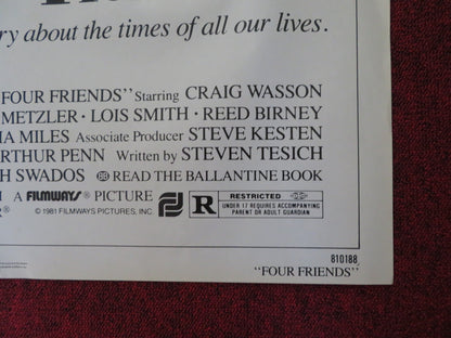 FOUR FRIENDS FOLDED US ONE SHEET POSTER CRAIG WASSON JODI THELEN 1981 Rendezvous Cinema Movie posters