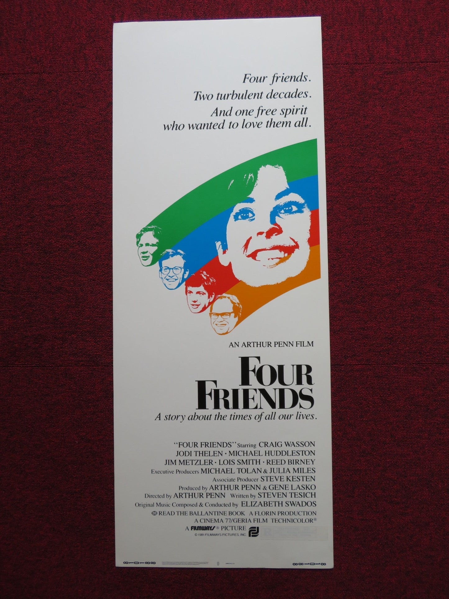 FOUR FRIENDS US INSERT (14"x 36") POSTER CRAIG WASSON JODI THELEN 1981 Rendezvous Cinema Movie posters