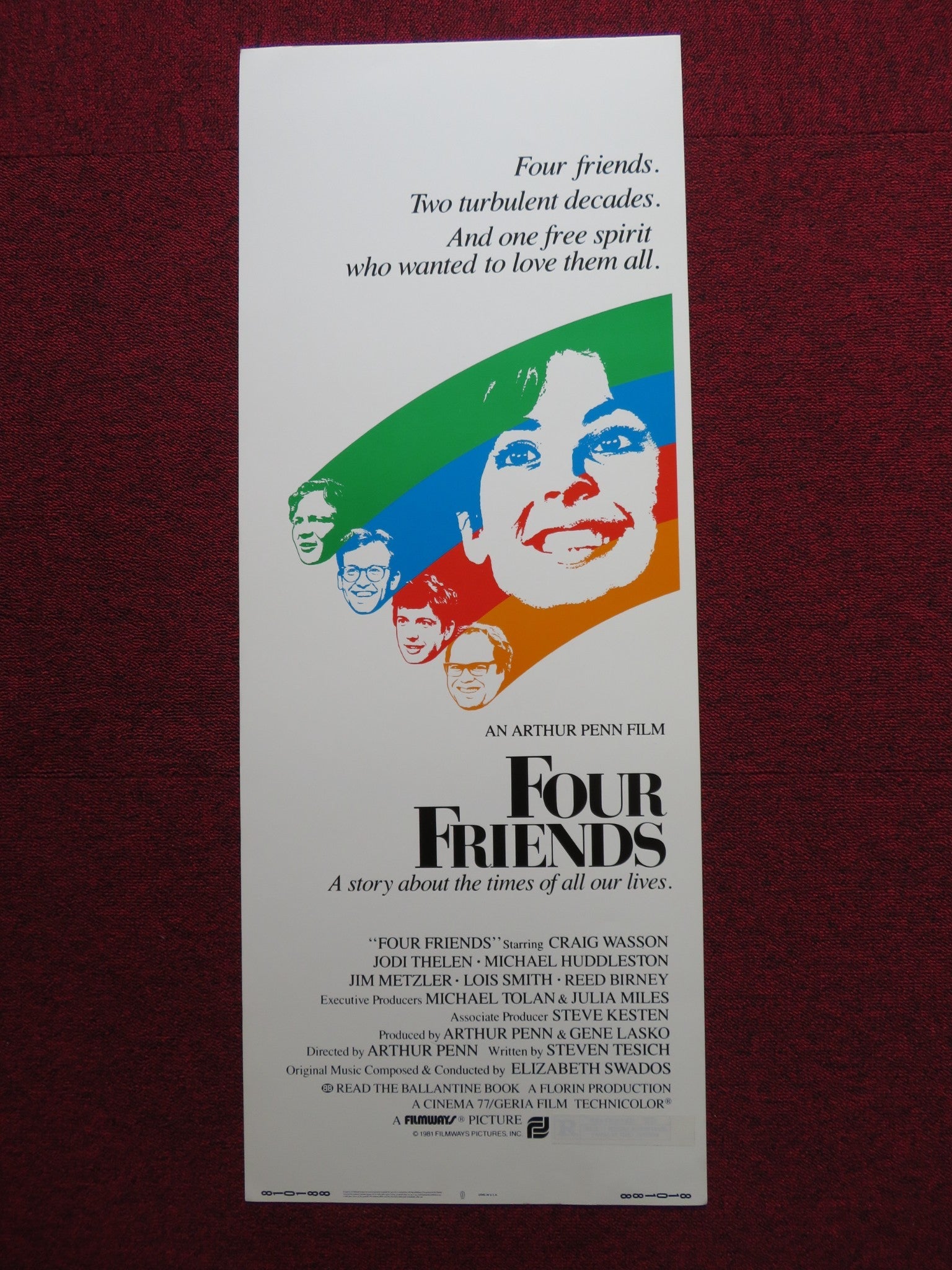 FOUR FRIENDS US INSERT (14"x 36") POSTER CRAIG WASSON JODI THELEN 1981 Rendezvous Cinema Movie posters