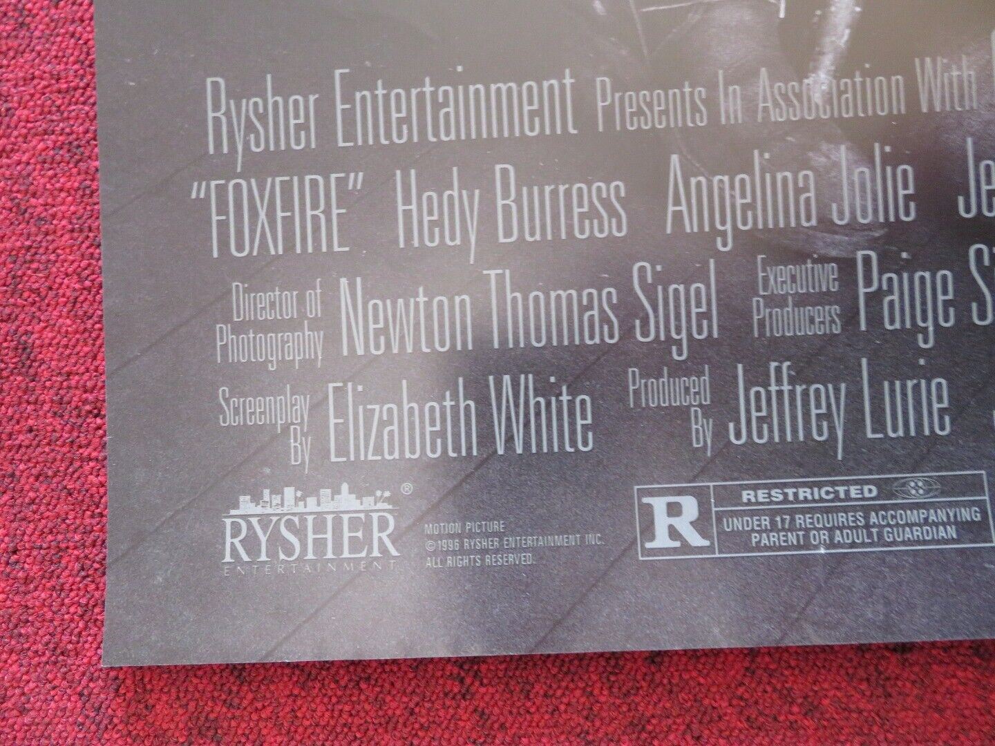 FOXFIRE US ONE SHEET ROLLED POSTER ANGELINA JOLIE HEDY BURRESS 1996 - Rendezvous Cinema