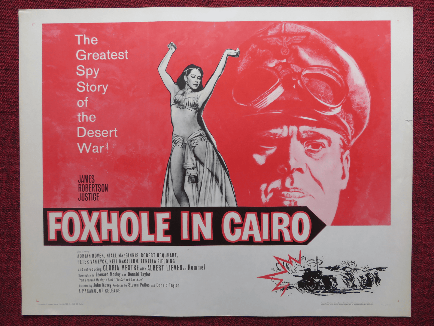 FOXHOLE IN CAIRO US HALF SHEET (22"x 28") POSTER JAMES ROBERTSON JUSTICE 1960 Movie posters