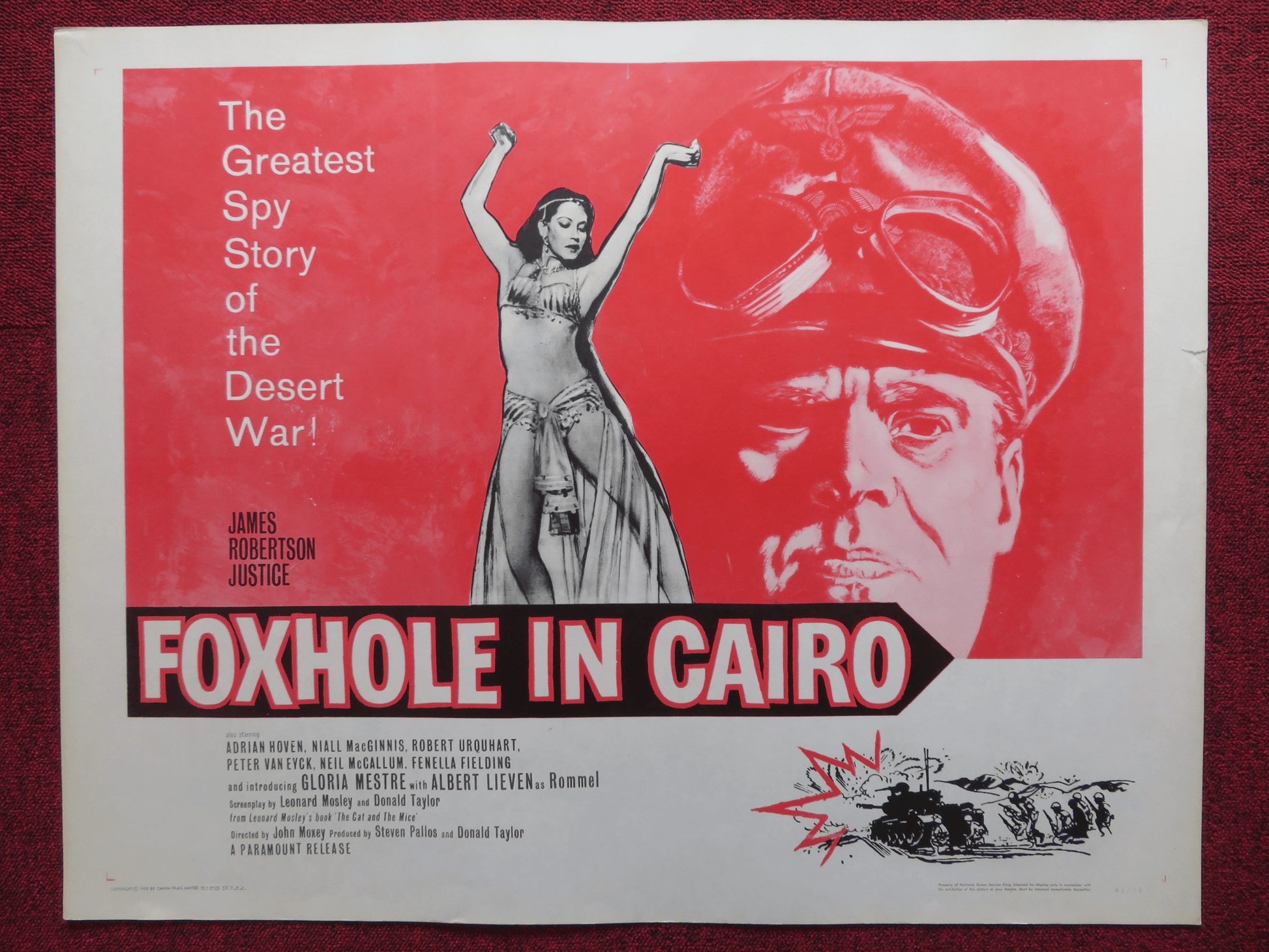 FOXHOLE IN CAIRO US HALF SHEET (22"x 28") POSTER JAMES ROBERTSON JUSTICE 1960 Movie posters