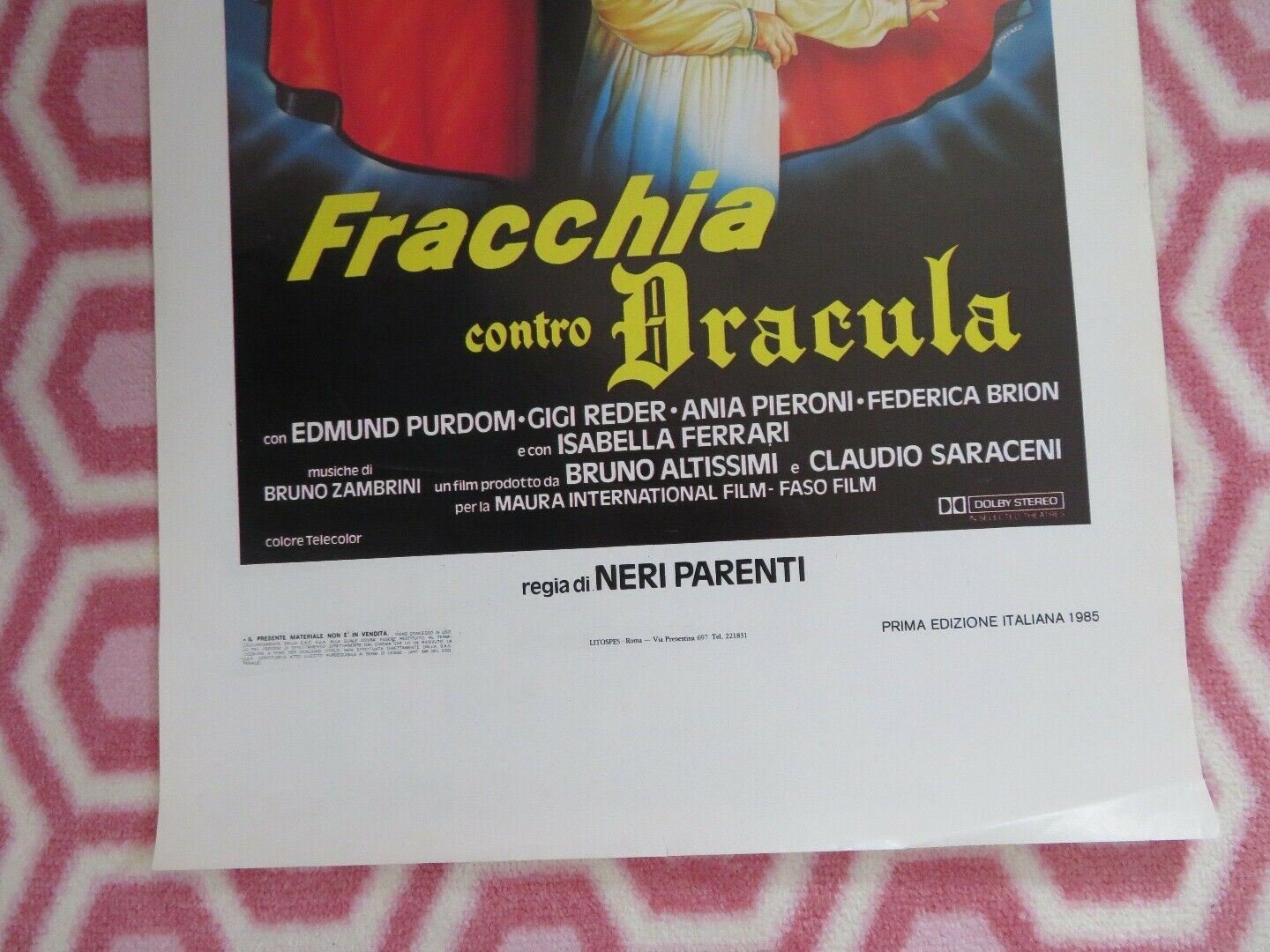 FRACCHIA CONTRO DRACULA ITALIAN LOCANDINA (27.5" x 13") POSTER NERI PARENTI 1985 Movie posters
