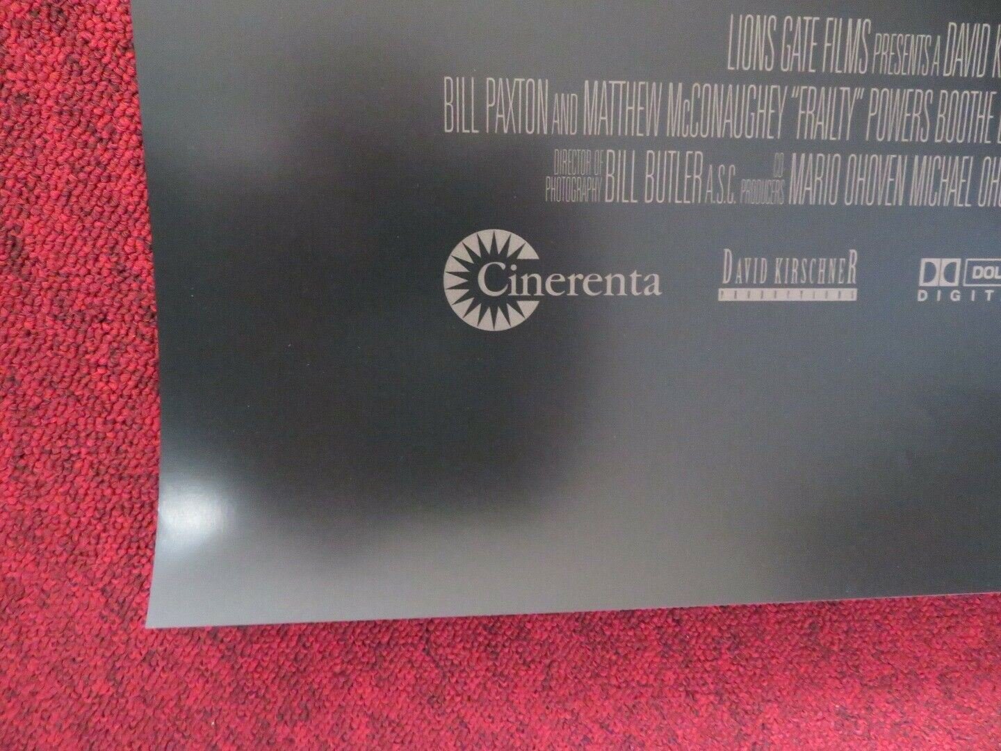 FRAILTY US ONE SHEET ROLLED POSTER BILL PAXTON MATTHEW MCCONAUGHEY 2001 Movie posters