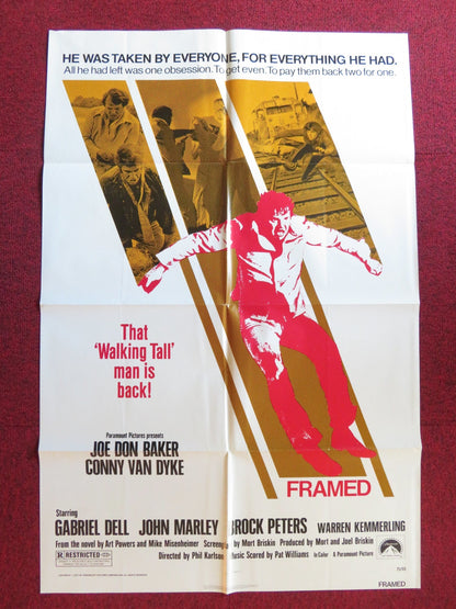 FRAMED FOLDED US ONE SHEET POSTER JOE DON BAKER CONNY VAN DYKE 1975 Rendezvous Cinema Movie posters