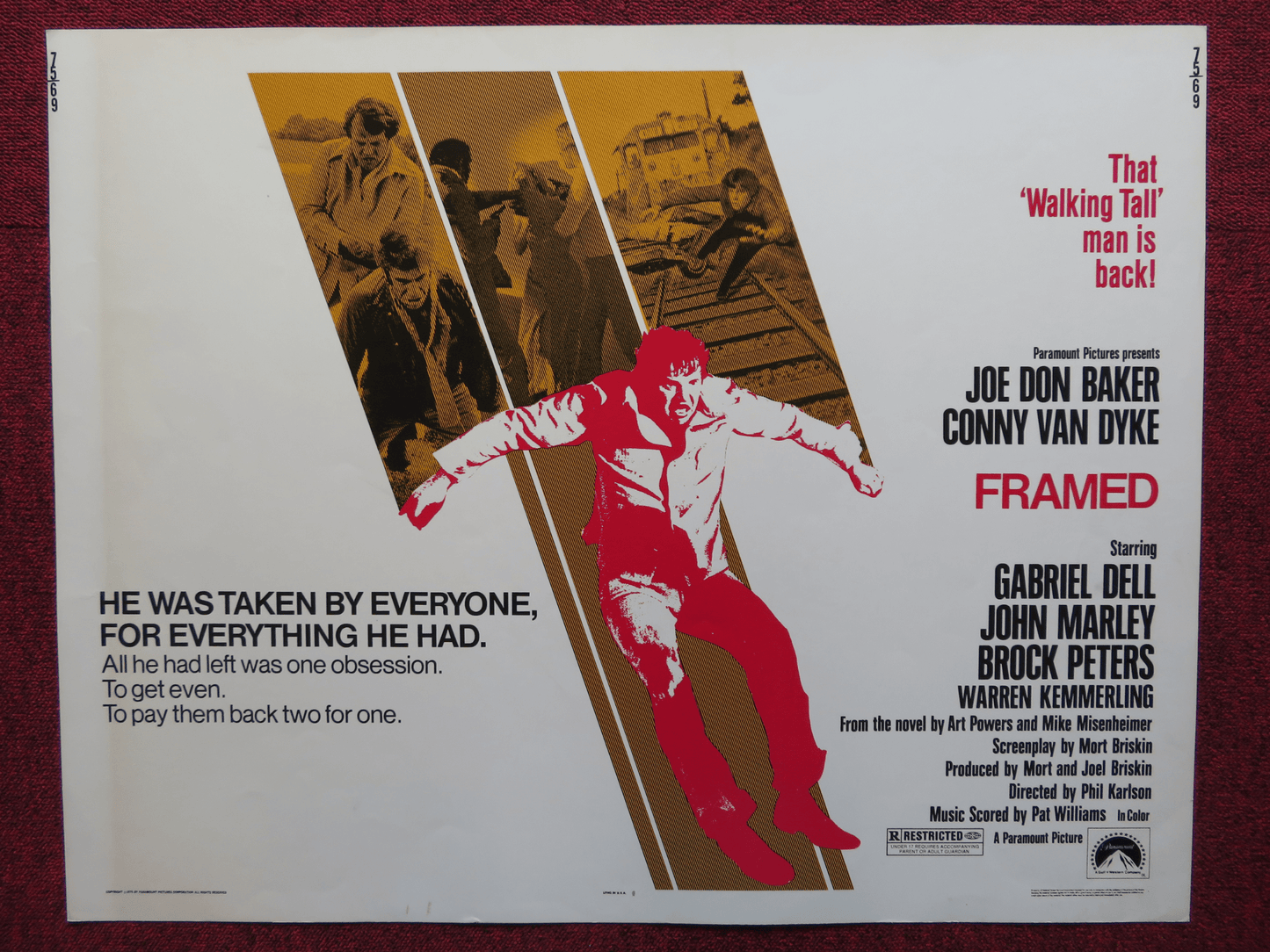 FRAMED US HALF SHEET (22"x 28") POSTER JOE DON BAKER CONNY VAN DYKE 1975 Rendezvous Cinema Movie posters