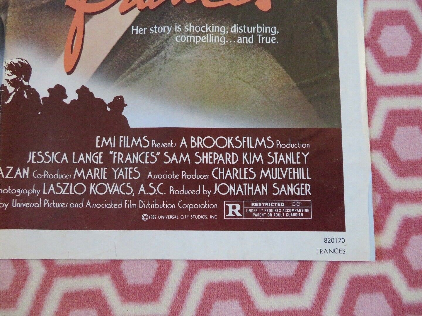 FRANCES US ONE SHEET POSTER JESSICA LANGE SAM SHEPARD KIM STANLEY Movie posters