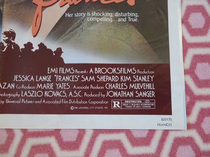 FRANCES US ONE SHEET POSTER JESSICA LANGE SAM SHEPARD KIM STANLEY Movie posters