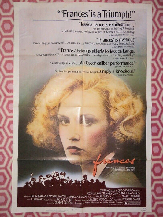 FRANCES US ONE SHEET POSTER JESSICA LANGE SAM SHEPARD KIM STANLEY Movie posters