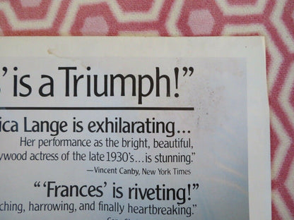 FRANCES US ONE SHEET POSTER JESSICA LANGE SAM SHEPARD KIM STANLEY Movie posters