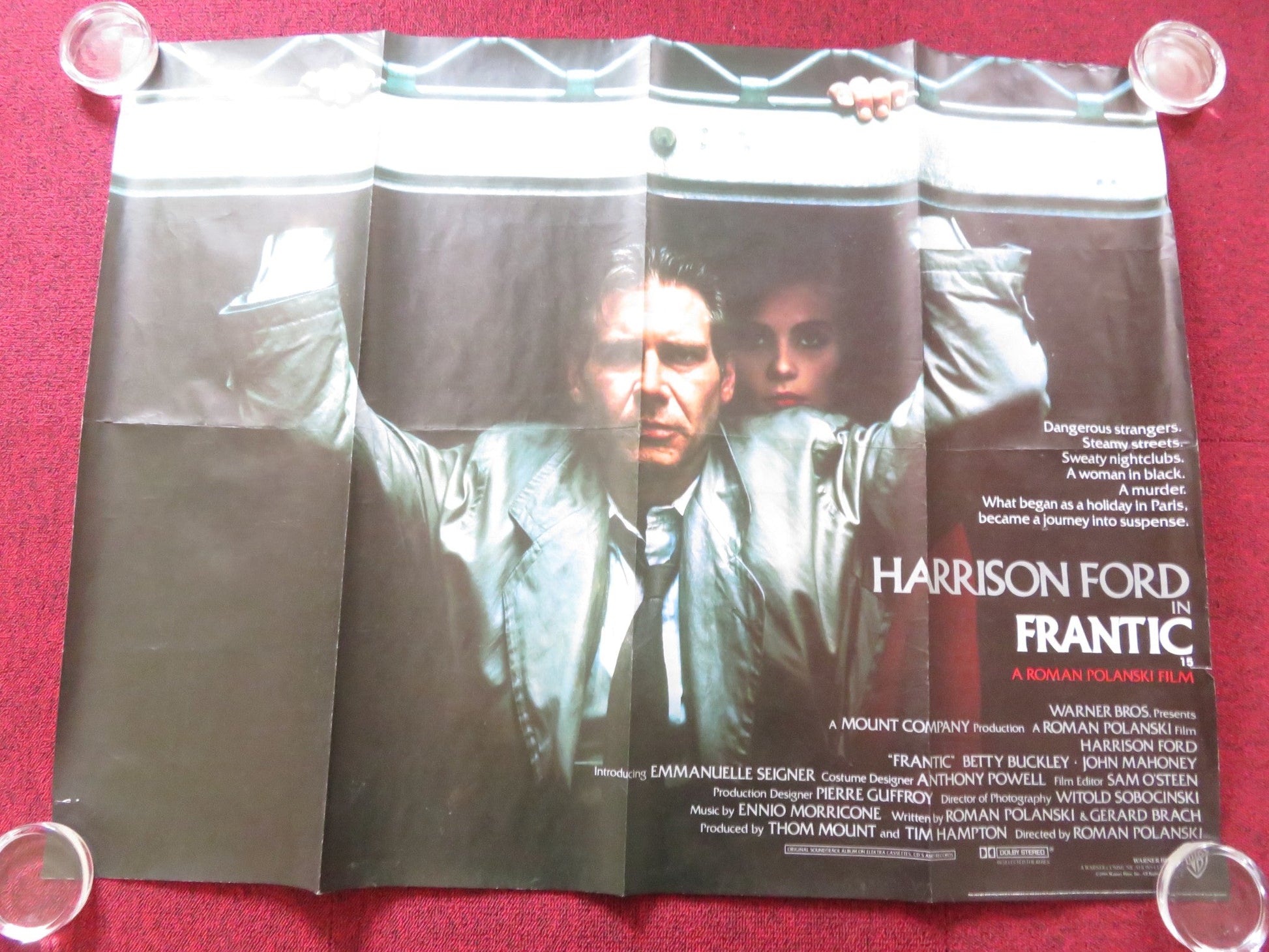 FRANTIC UK QUAD (30"x 40") ROLLED POSTER HARRISON FORD BETTY BUCKLEY 1988 Rendezvous Cinema Movie posters