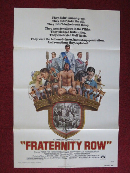 FRATERNITY ROW FOLDED U.S ONE SHEET POSTER ANGELA ABER SCOTT BROWN 1977 Movie posters
