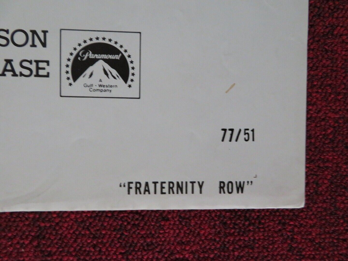 FRATERNITY ROW FOLDED U.S ONE SHEET POSTER ANGELA ABER SCOTT BROWN 1977 Movie posters