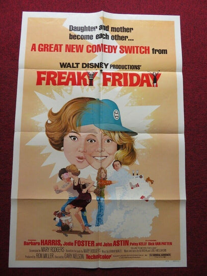 FREAKY FRIDAY FOLDED US ONE SHEET POSTER DISNEY JODIE FOSTER BARBARA HARRIS 1977 Movie posters