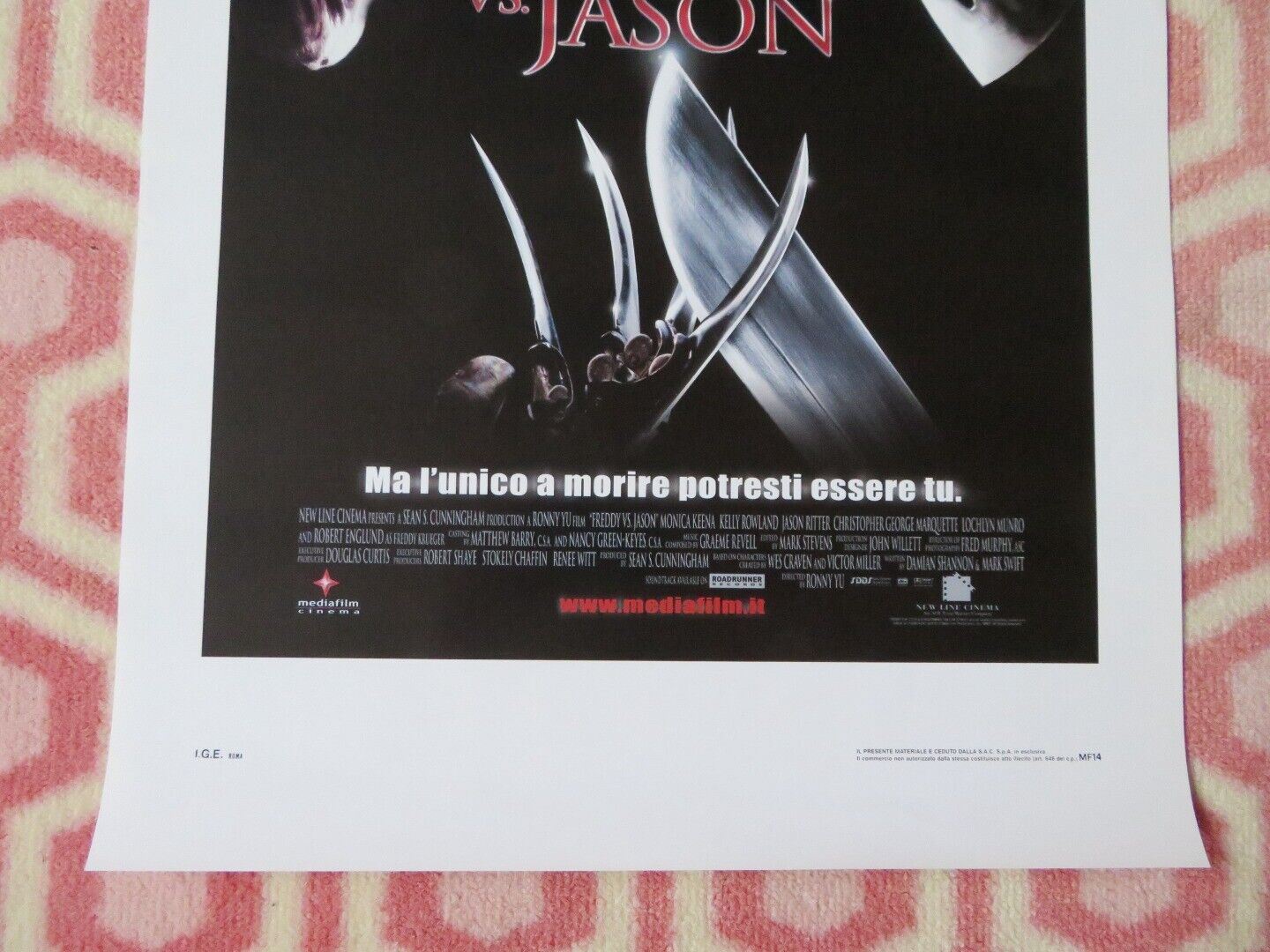 FREDDY VS. JASON ITALIAN LOCANDINA (27.5"x13") POSTER WES CRAVEN 2003 Movie posters