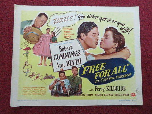 FREE FOR ALL US HALF SHEET (22"x 28") POSTER ROBERT CUMMINGS 1949 Movie posters