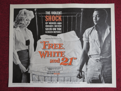 FREE, WHITE AND 21 US HALF SHEET (22"x 28") POSTER FREDERICK O'NEAL 1963 Rendezvous Cinema Movie posters