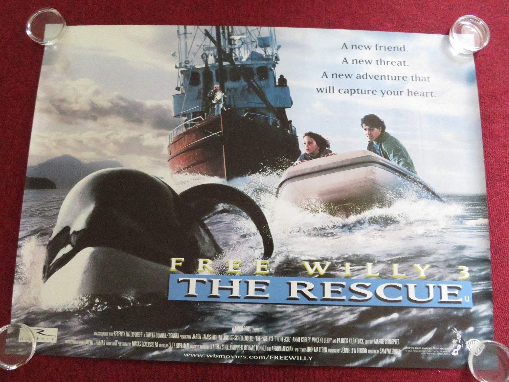 FREE WILLY 3: THE RESCUE UK QUAD (30"x 40") ROLLED POSTER JASON RICHTER 1997 Rendezvous Cinema Movie posters