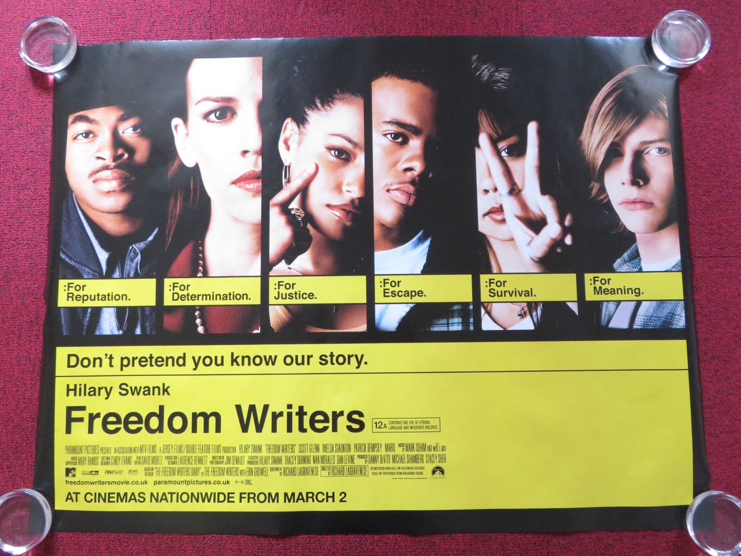 FREEDOM WRITERS UK QUAD ROLLED POSTER HILARY SWANK PATRICK DEMPSEY 2007 Rendezvous Cinema Movie posters