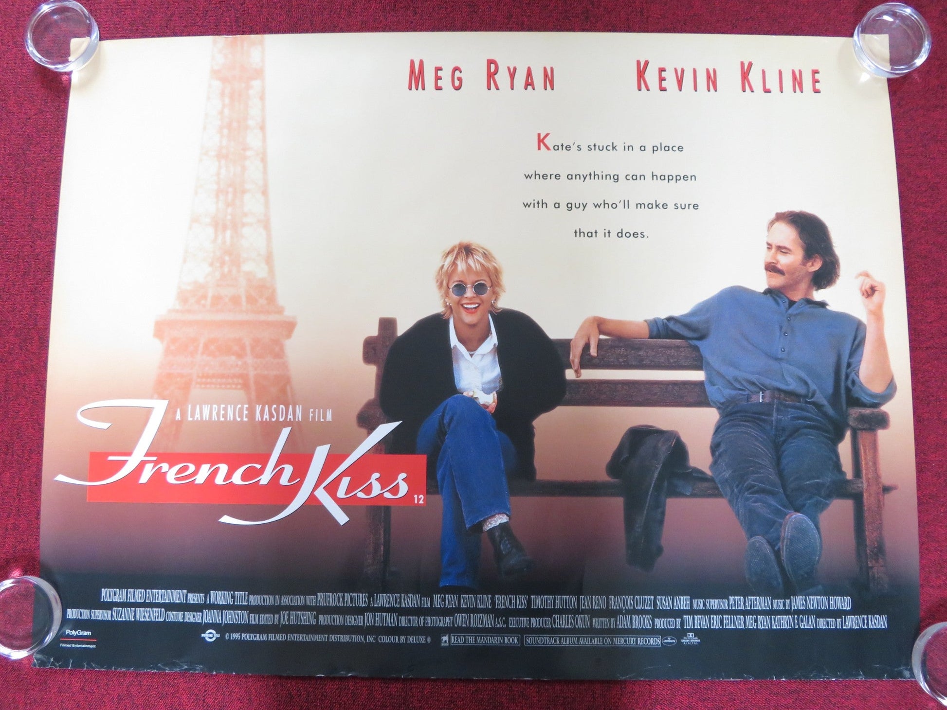 FRENCH KISS UK QUAD (30"x 40") ROLLED POSTER MEG RYAN KEVIN KLINE 1995 Rendezvous Cinema Movie posters