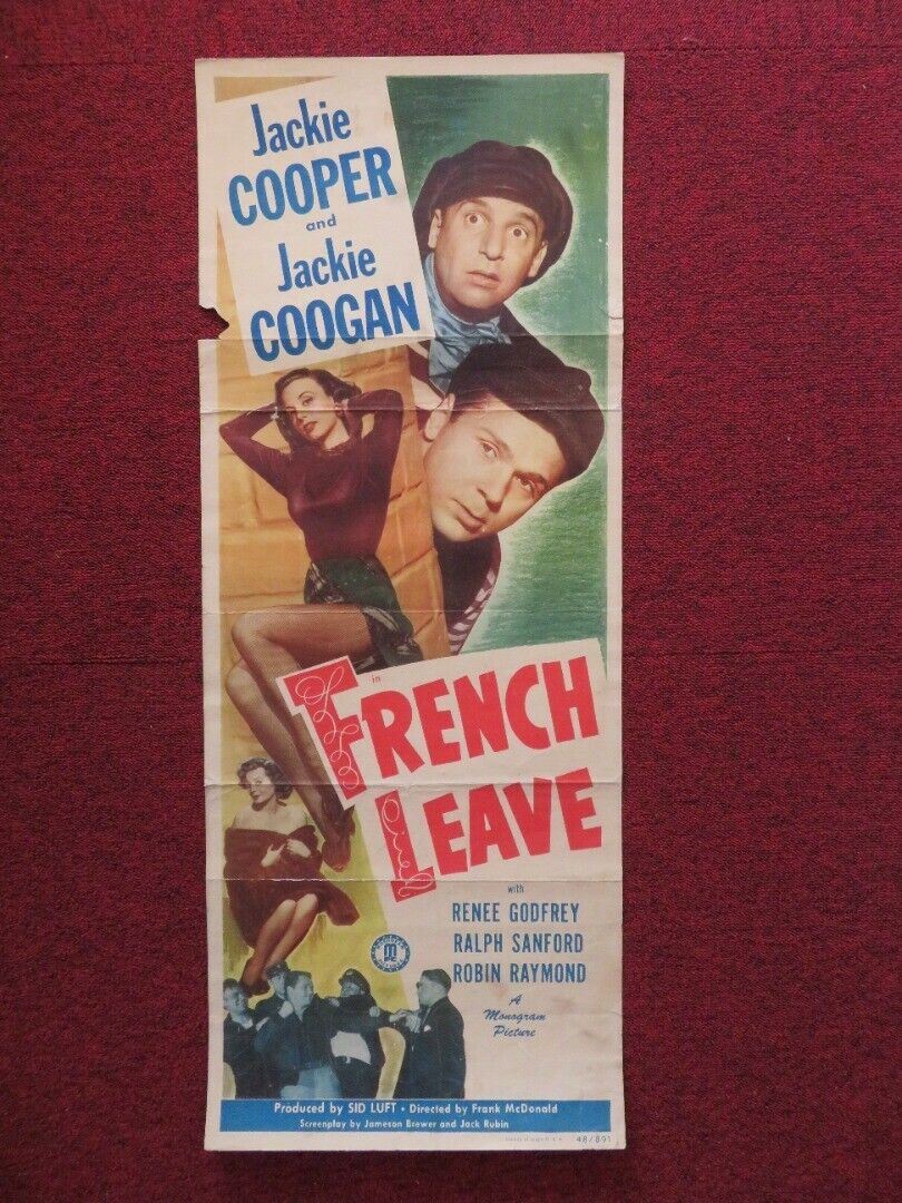 FRENCH LEAVE US INSERT (14"x 36") POSTER JACKIE COOPER JACKIE COOGAN 1948 Movie posters