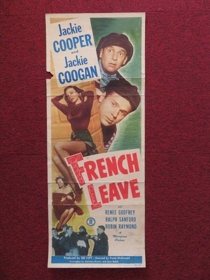 FRENCH LEAVE US INSERT (14"x 36") POSTER JACKIE COOPER JACKIE COOGAN 1948 Movie posters