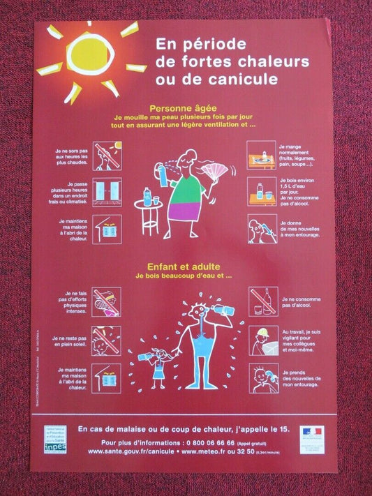 FRENCH MINISTRY OF HEALTH POSTER LOOKING AFTER YOURSELF DURING A HEAT(16"x 24") - Rendezvous Cinema