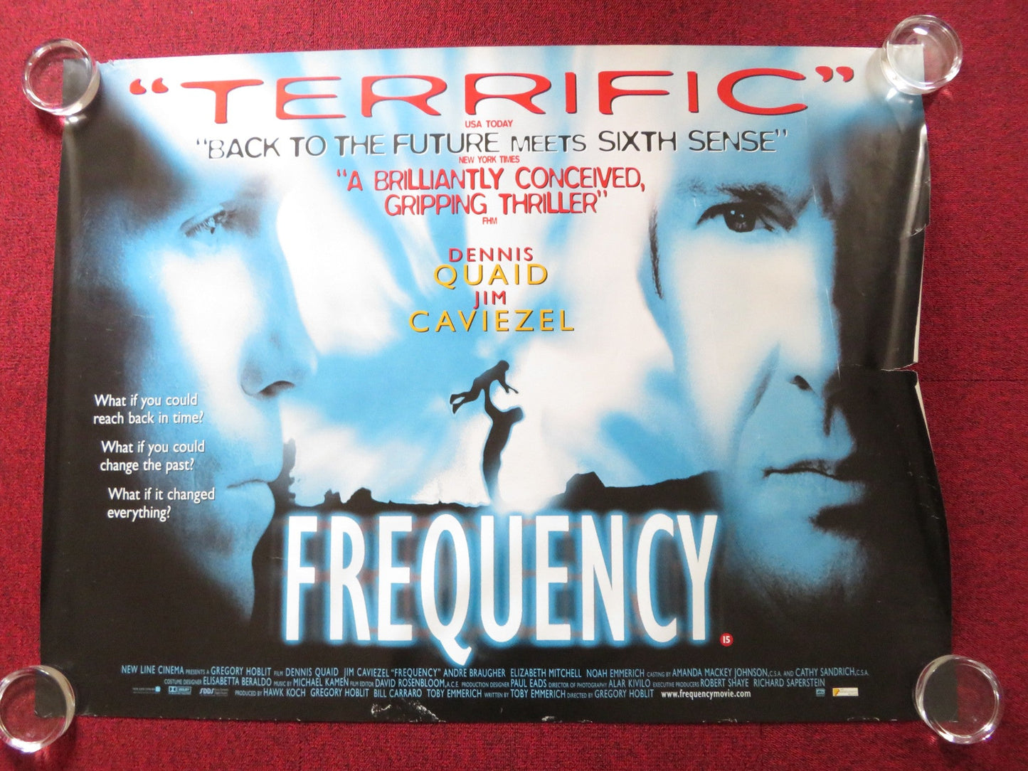 FREQUENCY UK QUAD (30"x 40") ROLLED POSTER DENNIS QUAID JIM CAVIEZEL 2000 Rendezvous Cinema Movie posters