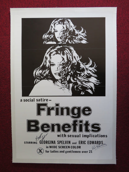 FRINGE BENEFITS - SIGNED - LINEN BACKED US 25" X 38" ROLLED POSTER G.SPELVIN 1974 Rendezvous Cinema Movie posters