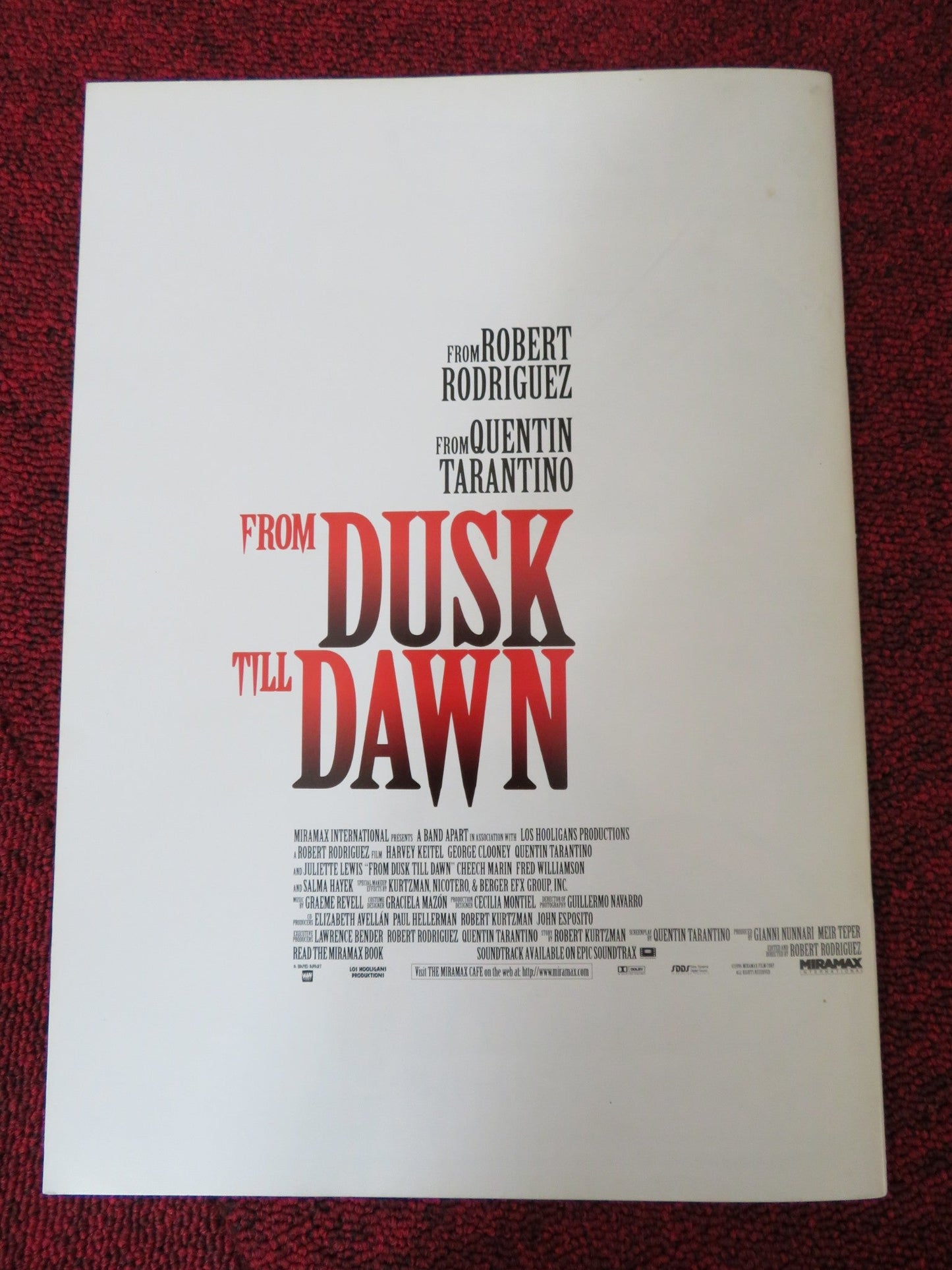 FROM DUSK TILL DAWN JAPANESE BROCHURE / PRESS BOOK TARANTINO CLOONEY KEITEL 96 Rendezvous Cinema Movie posters