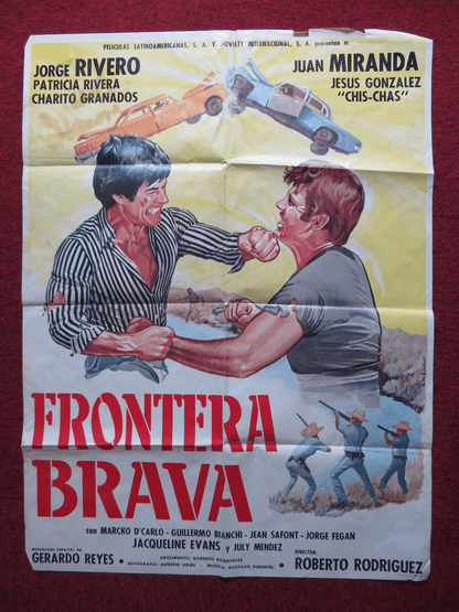 FRONTERA BRAVA FOLDED MEXICAN POSTER JORGE RIVERO JUAN MIRANDA 1980 Rendezvous Cinema Movie posters