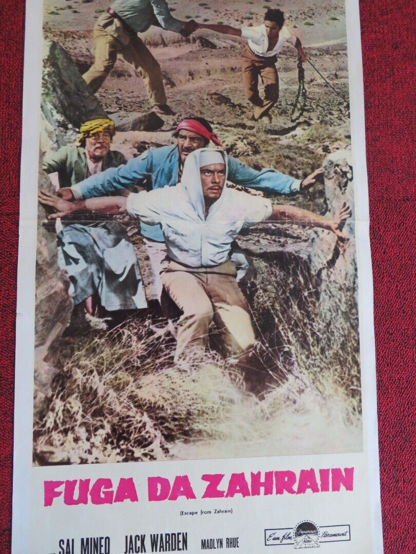 FUGA DA ZAHRAIN / Escape from Zahrain ITALIAN LOCANDINA (27.5"x13") POSTER 1962 Movie posters