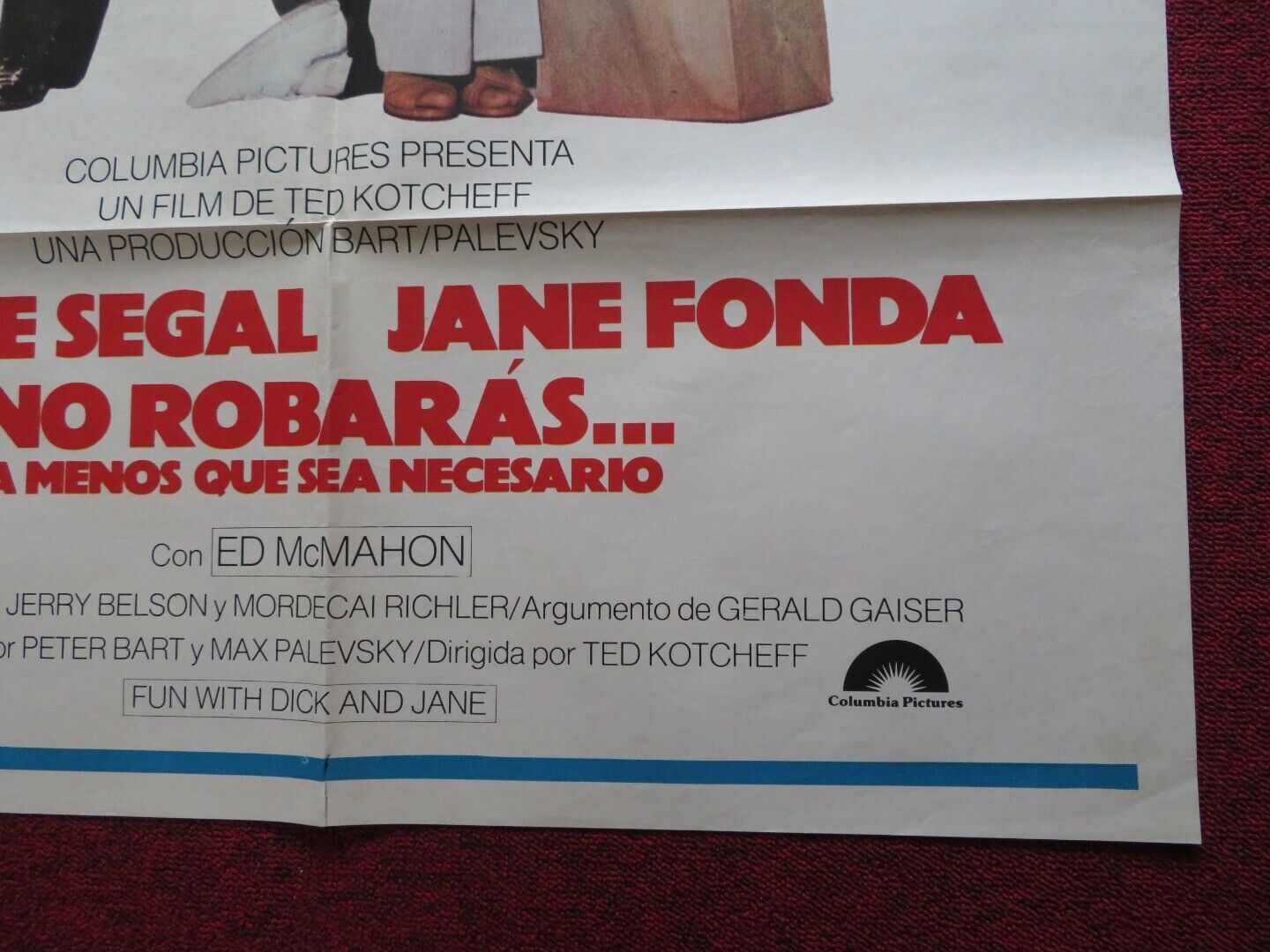 FUN WITH DICK AND JANE FOLDED ARGENTINA ONE SHEET POSTER JANE FONDA GEORGE SEGAL Movie posters