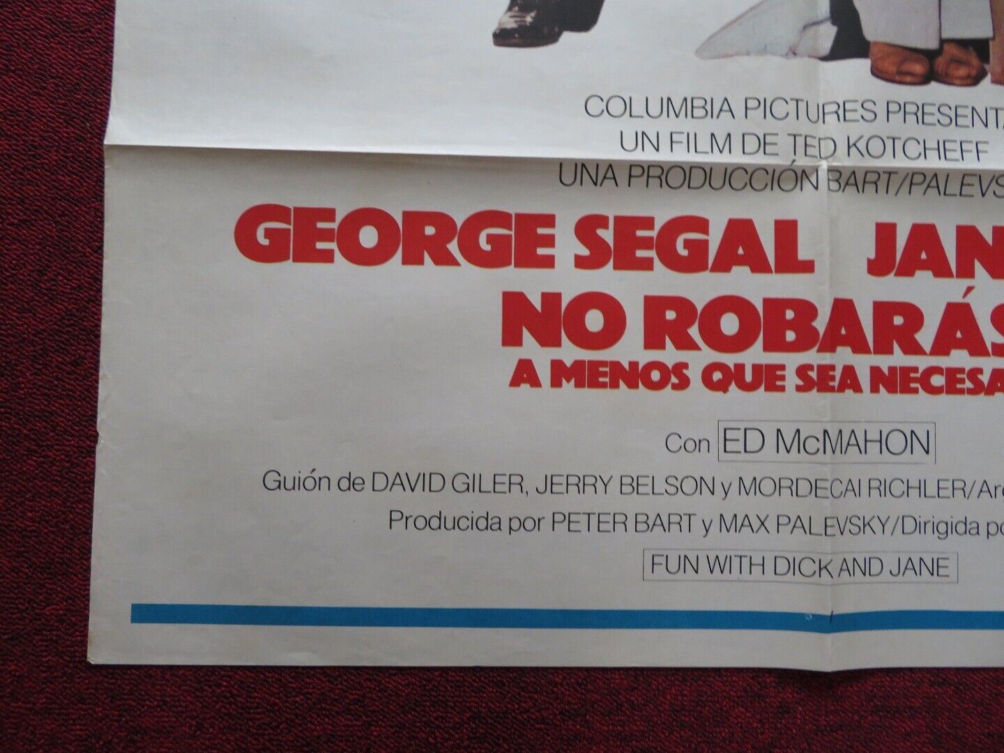 FUN WITH DICK AND JANE FOLDED ARGENTINA ONE SHEET POSTER JANE FONDA GEORGE SEGAL Movie posters