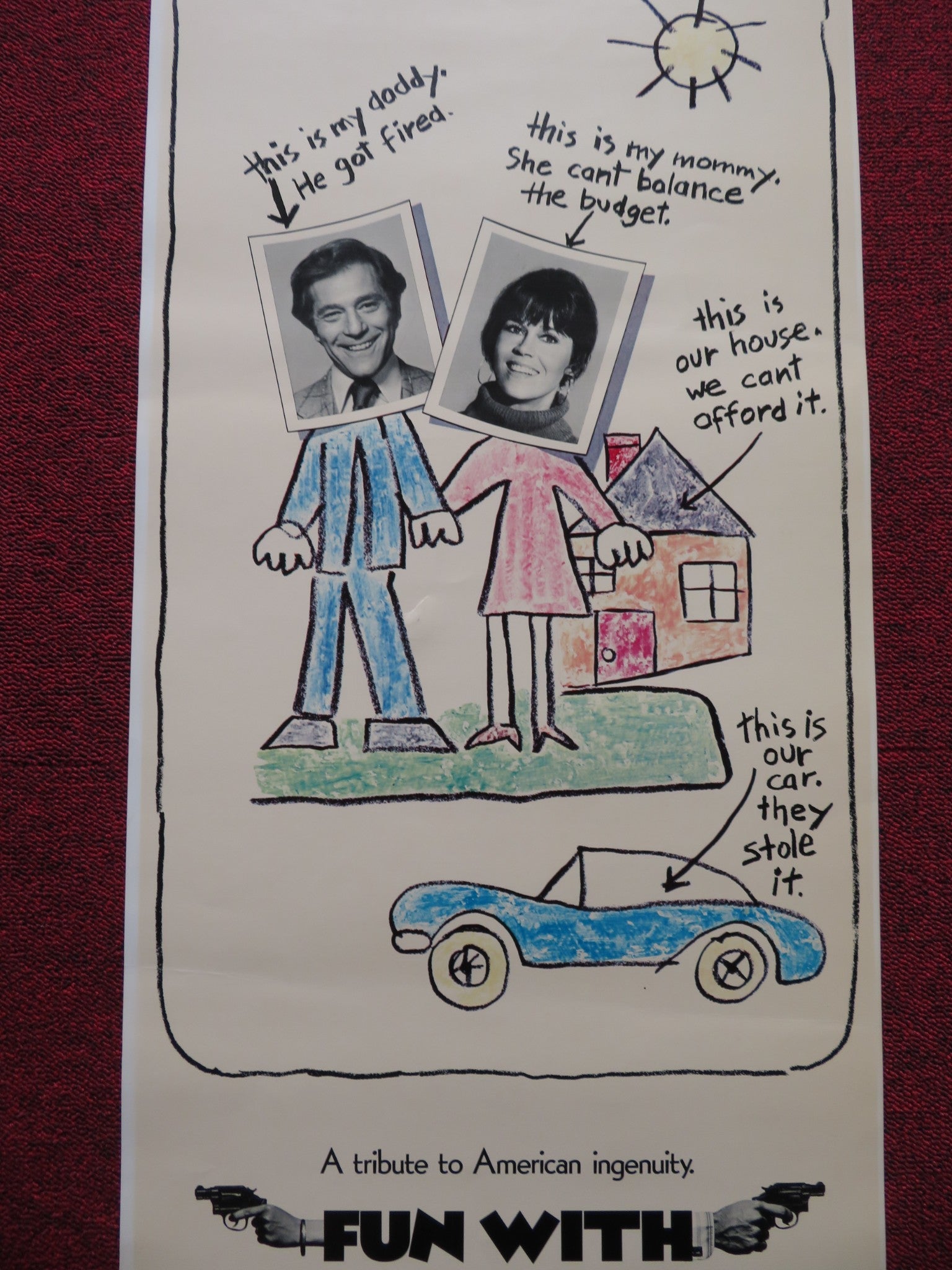 FUN WITH DICK AND JANE US INSERT (14"x 36") POSTER GEORGE SEFAL JANE FONDA 1977 Rendezvous Cinema Movie posters