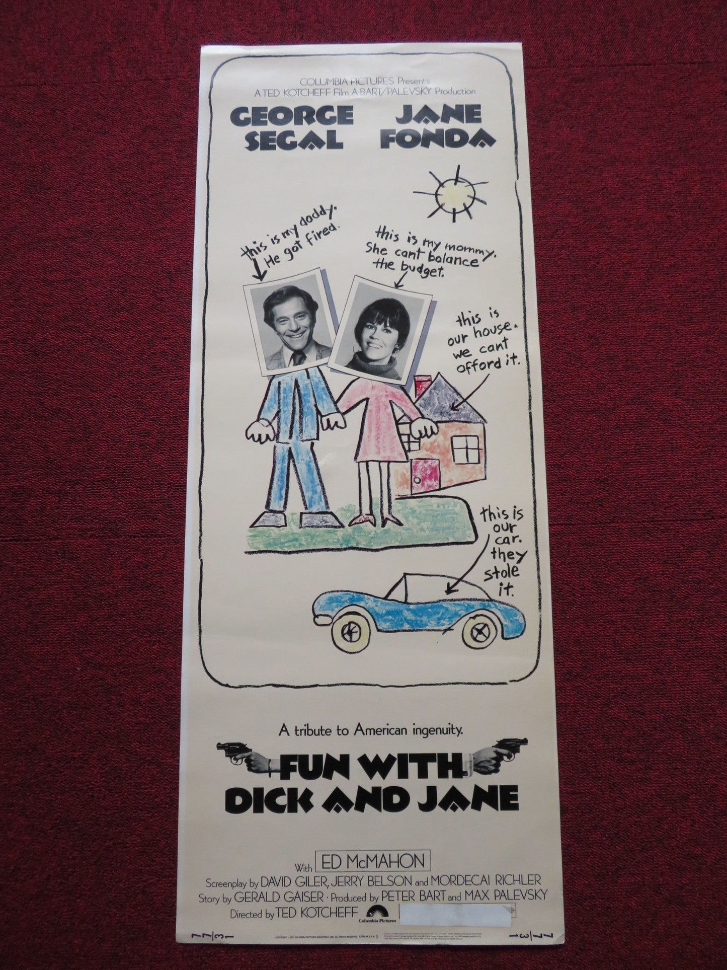 FUN WITH DICK AND JANE US INSERT (14"x 36") POSTER GEORGE SEFAL JANE FONDA 1977 Rendezvous Cinema Movie posters