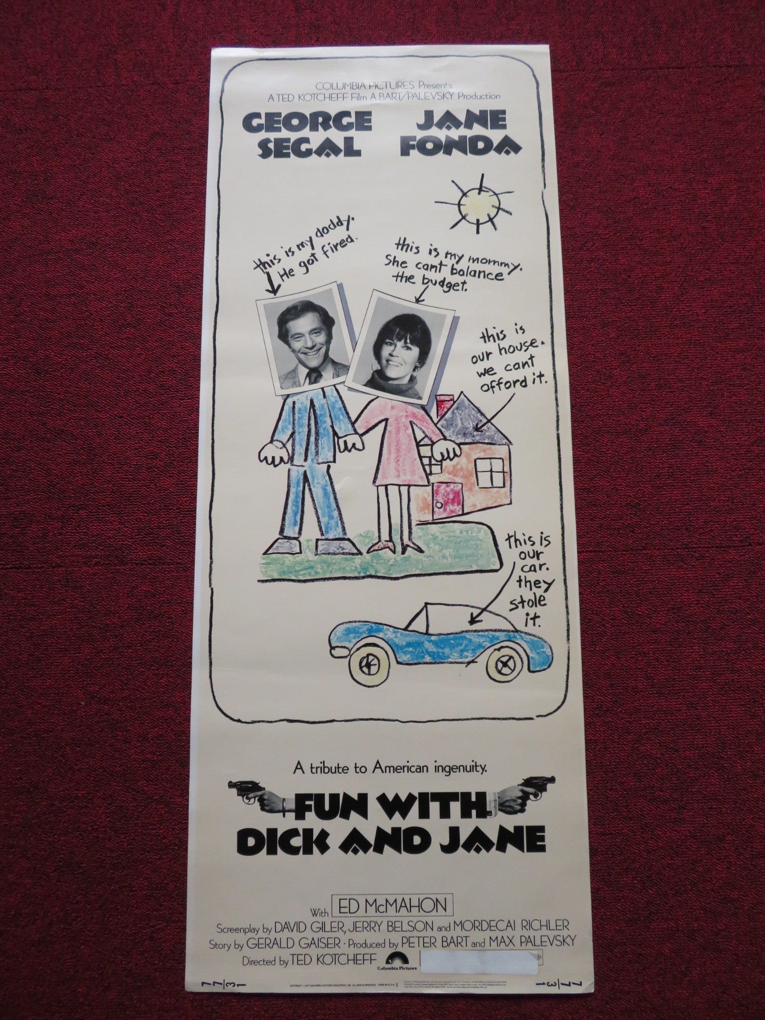 FUN WITH DICK AND JANE US INSERT (14"x 36") POSTER GEORGE SEFAL JANE FONDA 1977 Rendezvous Cinema Movie posters