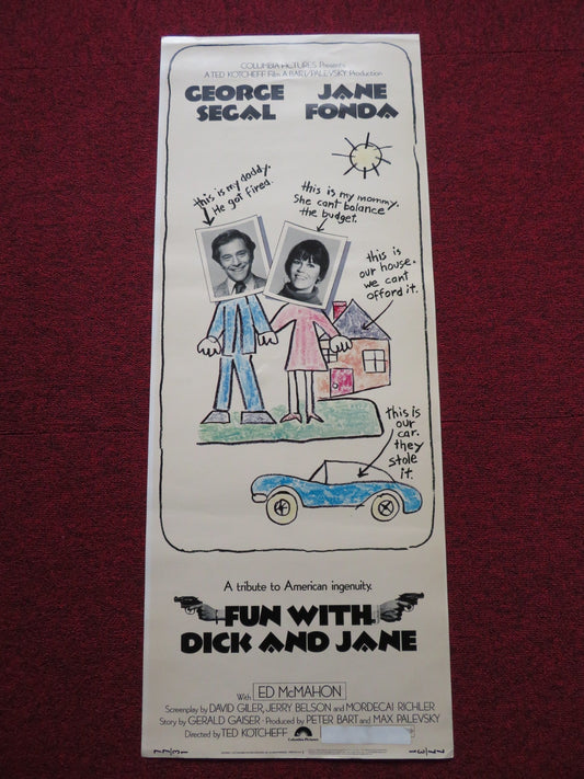 FUN WITH DICK AND JANE US INSERT (14"x 36") POSTER GEORGE SEFAL JANE FONDA 1977 Rendezvous Cinema Movie posters