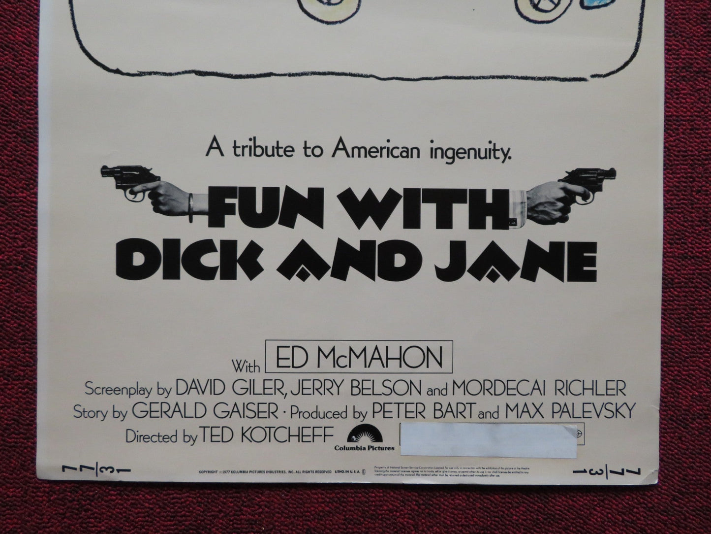 FUN WITH DICK AND JANE US INSERT (14"x 36") POSTER GEORGE SEFAL JANE FONDA 1977 Rendezvous Cinema Movie posters