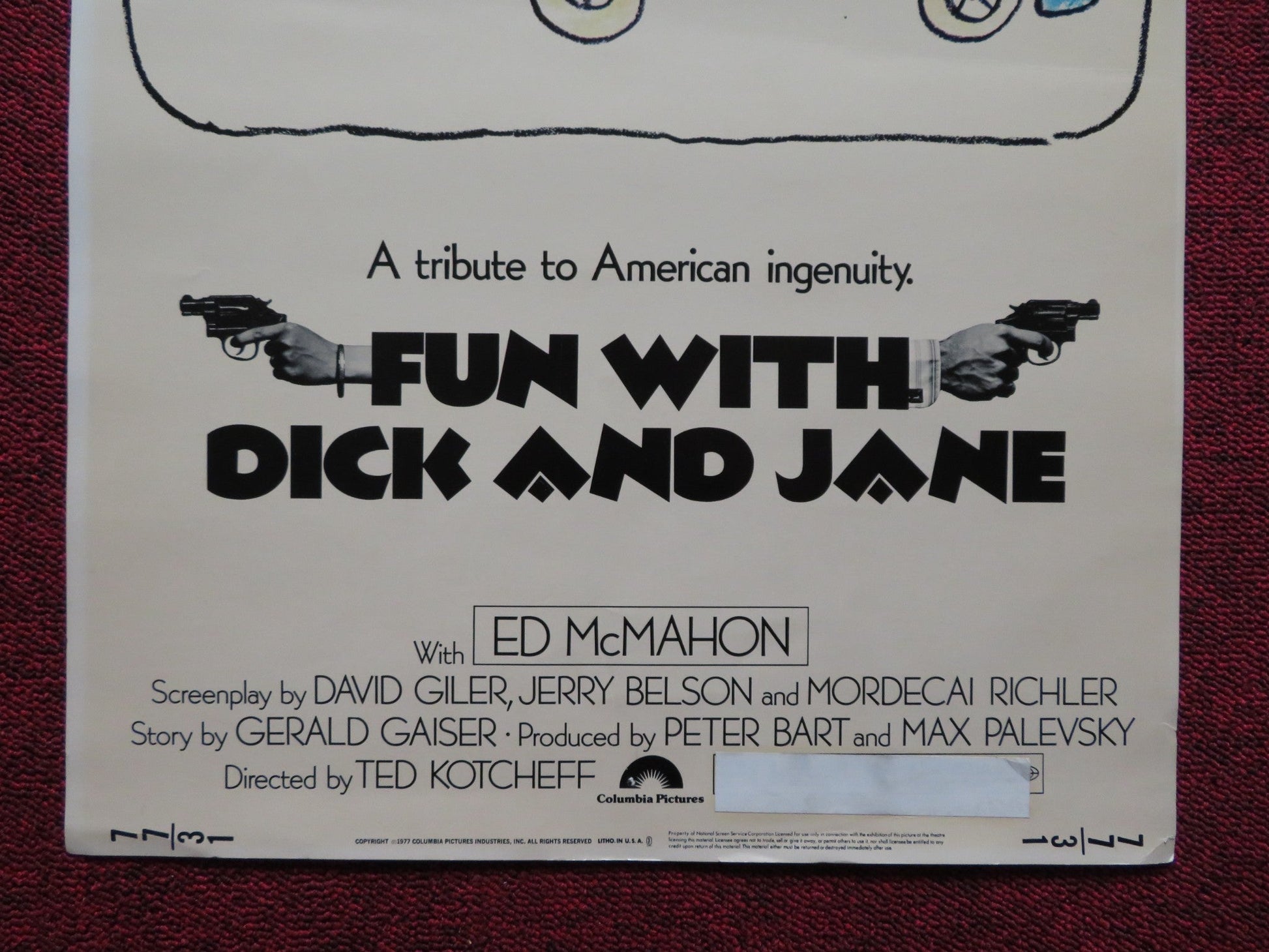 FUN WITH DICK AND JANE US INSERT (14"x 36") POSTER GEORGE SEFAL JANE FONDA 1977 Rendezvous Cinema Movie posters