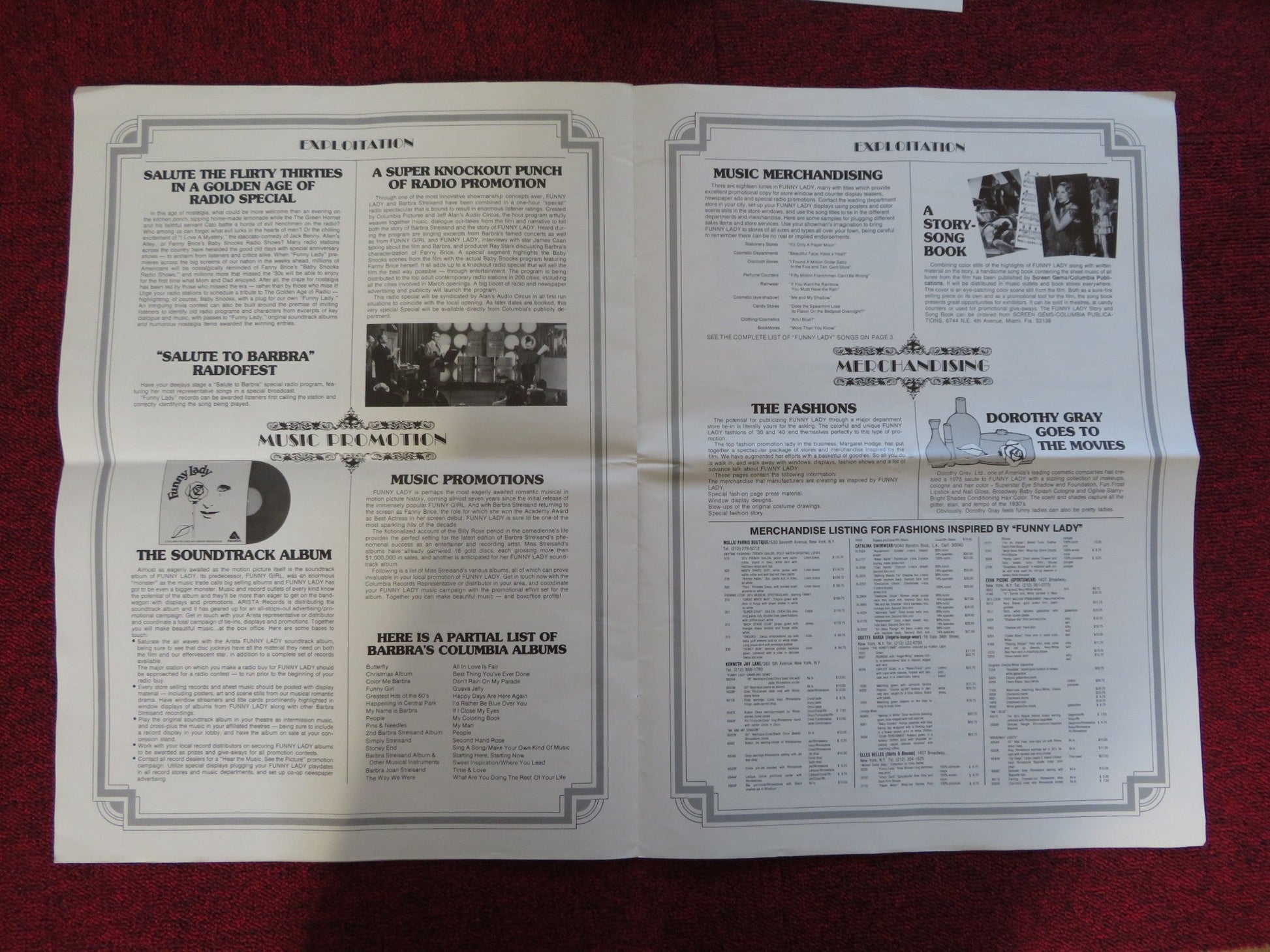 FUNNY LADY UNCUT COLUMBIA PICTURES FOLDED PRESS BOOK STREISAND CAAN 1975 Rendezvous Cinema Movie posters